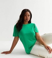 New Look Curves Green Jersey Flutter Sleeve Long T-Shirt